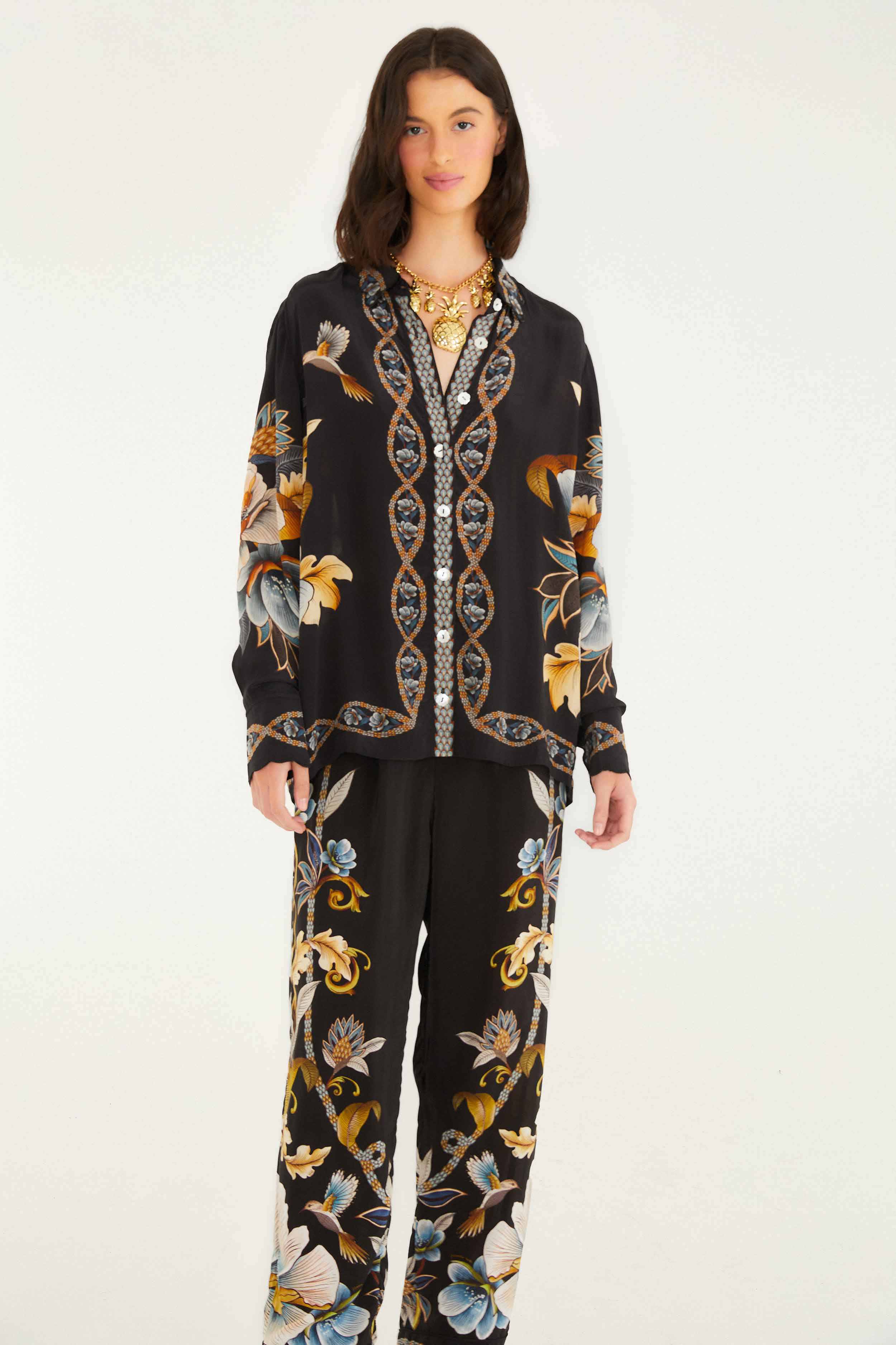 Snake Garden Black Pajama Pants