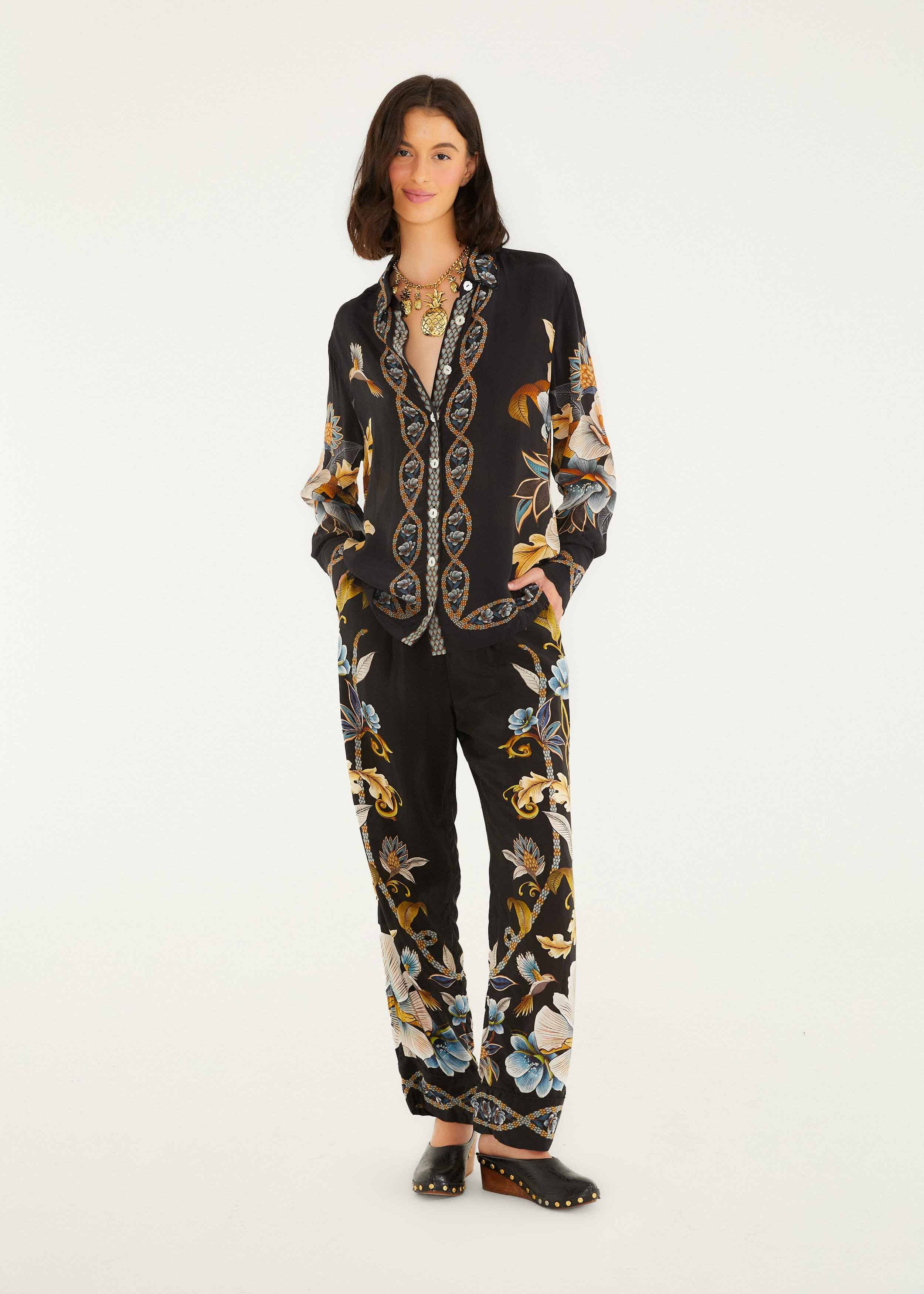 Snake Garden Black Pajama Pants