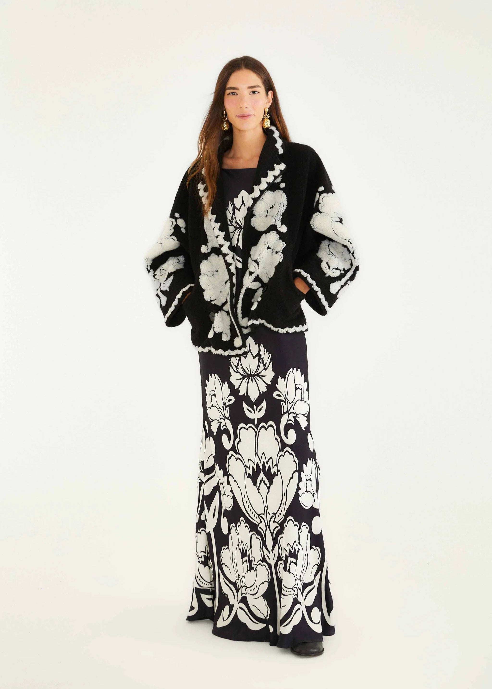 Floral Arabesque Fleece Coat