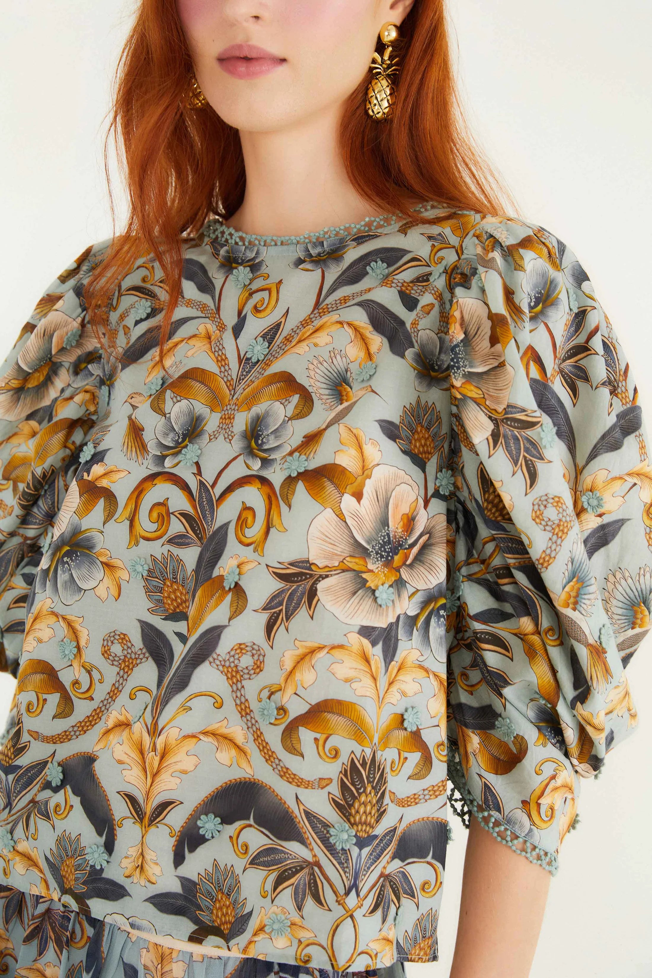 Snake Garden Blue 3D Blouse