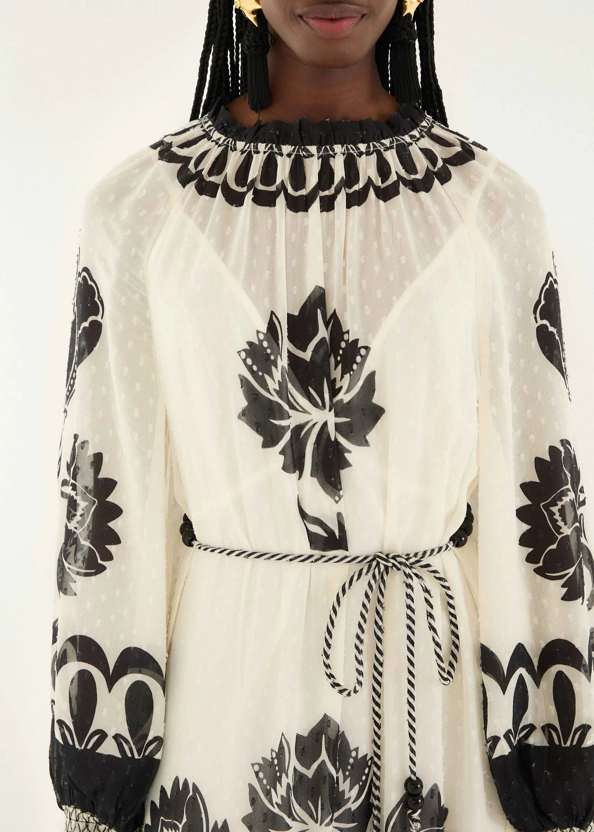 Floral Arabesque Cream Maxi Dress