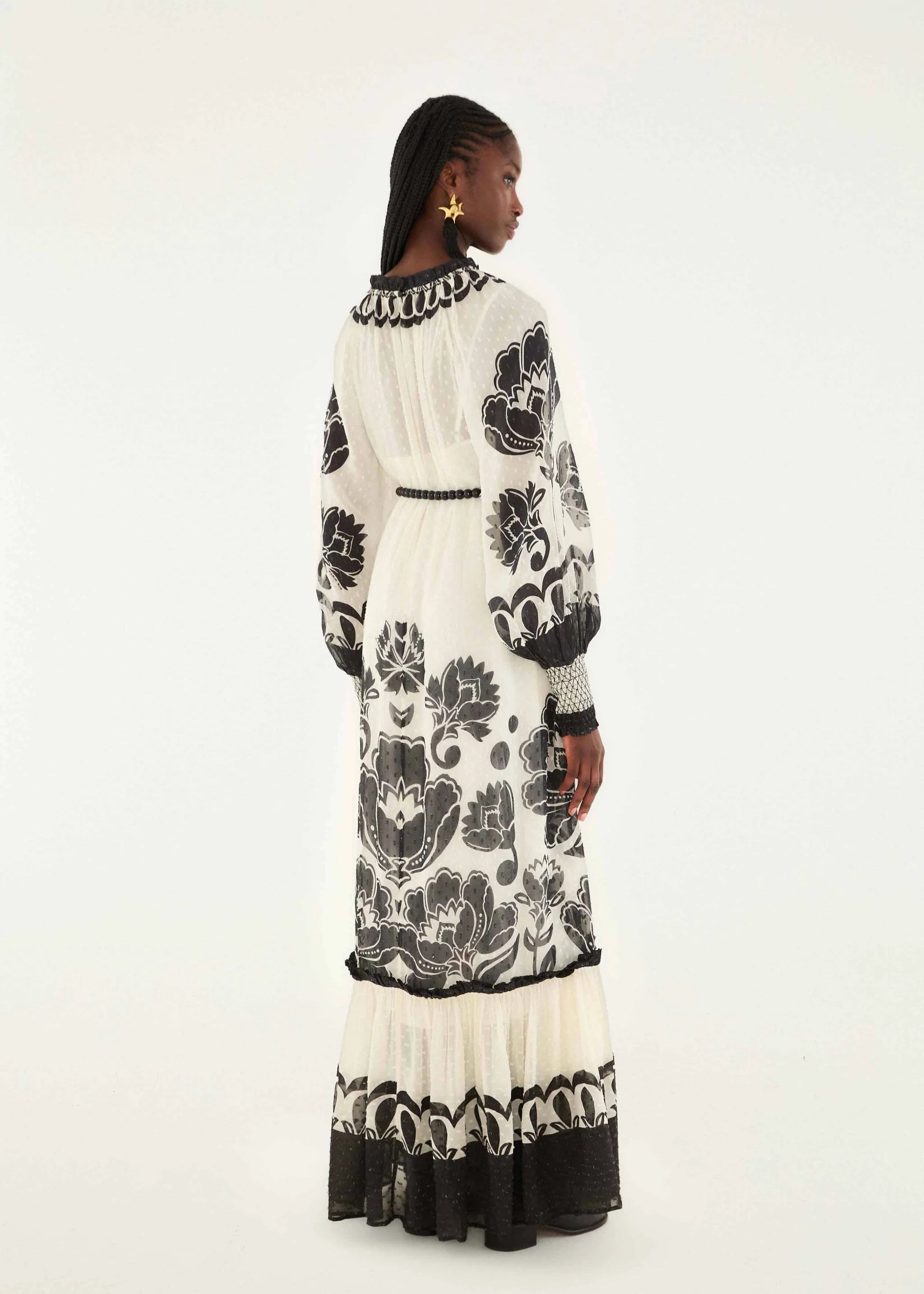 Floral Arabesque Cream Maxi Dress