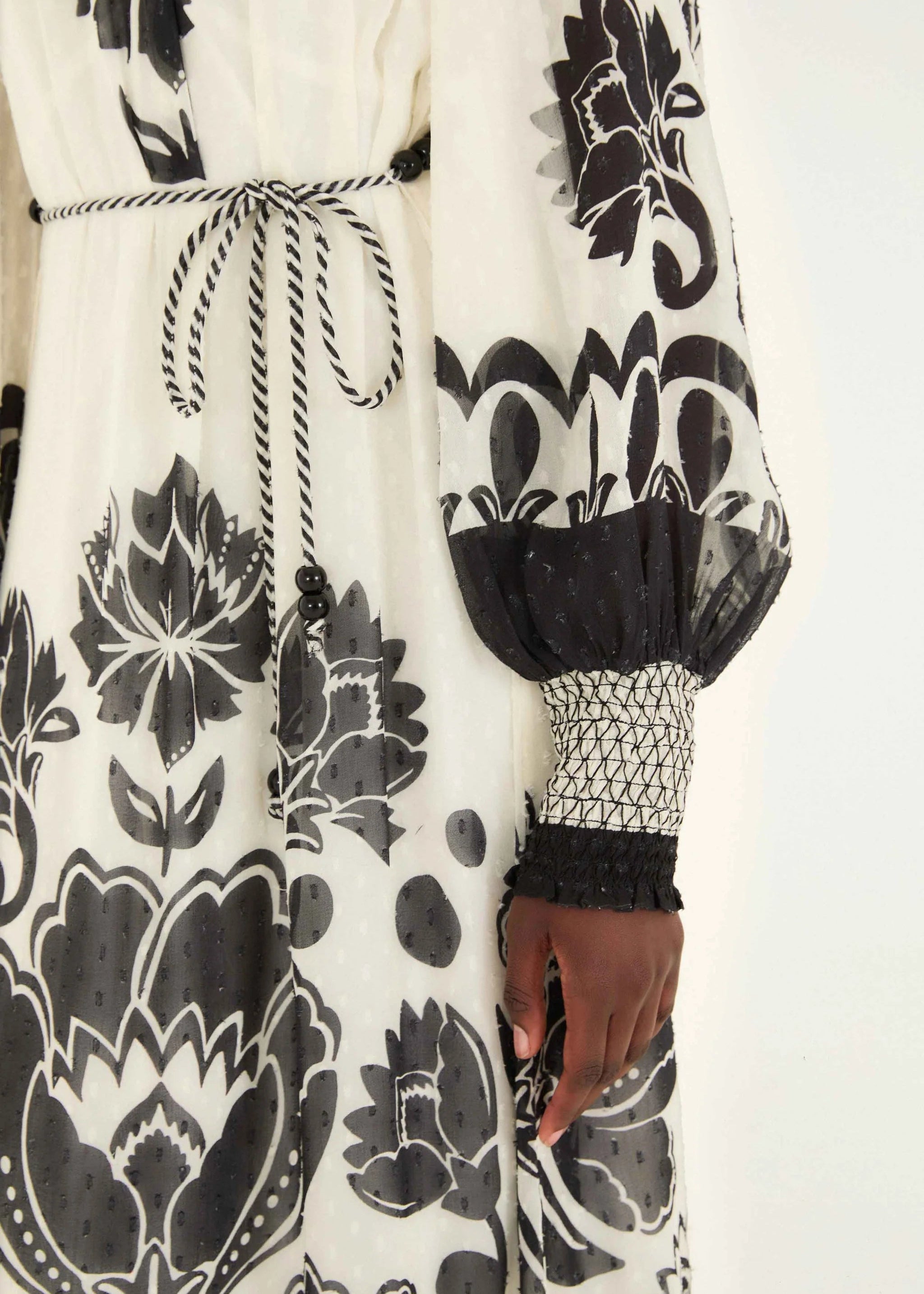 Floral Arabesque Cream Maxi Dress