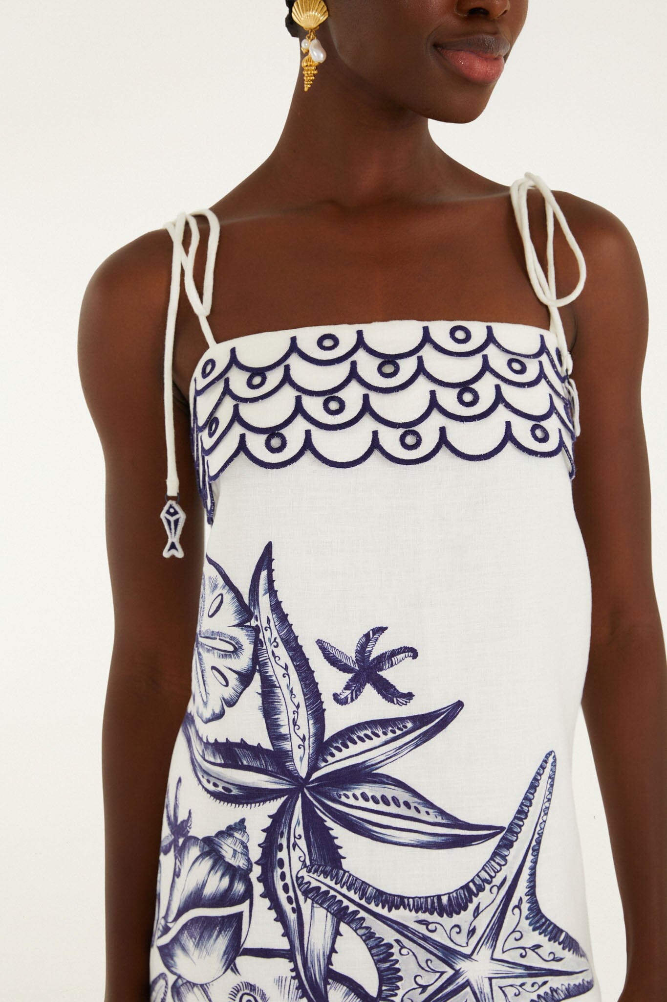 Off-white Coast Stars Linen Mini Dress