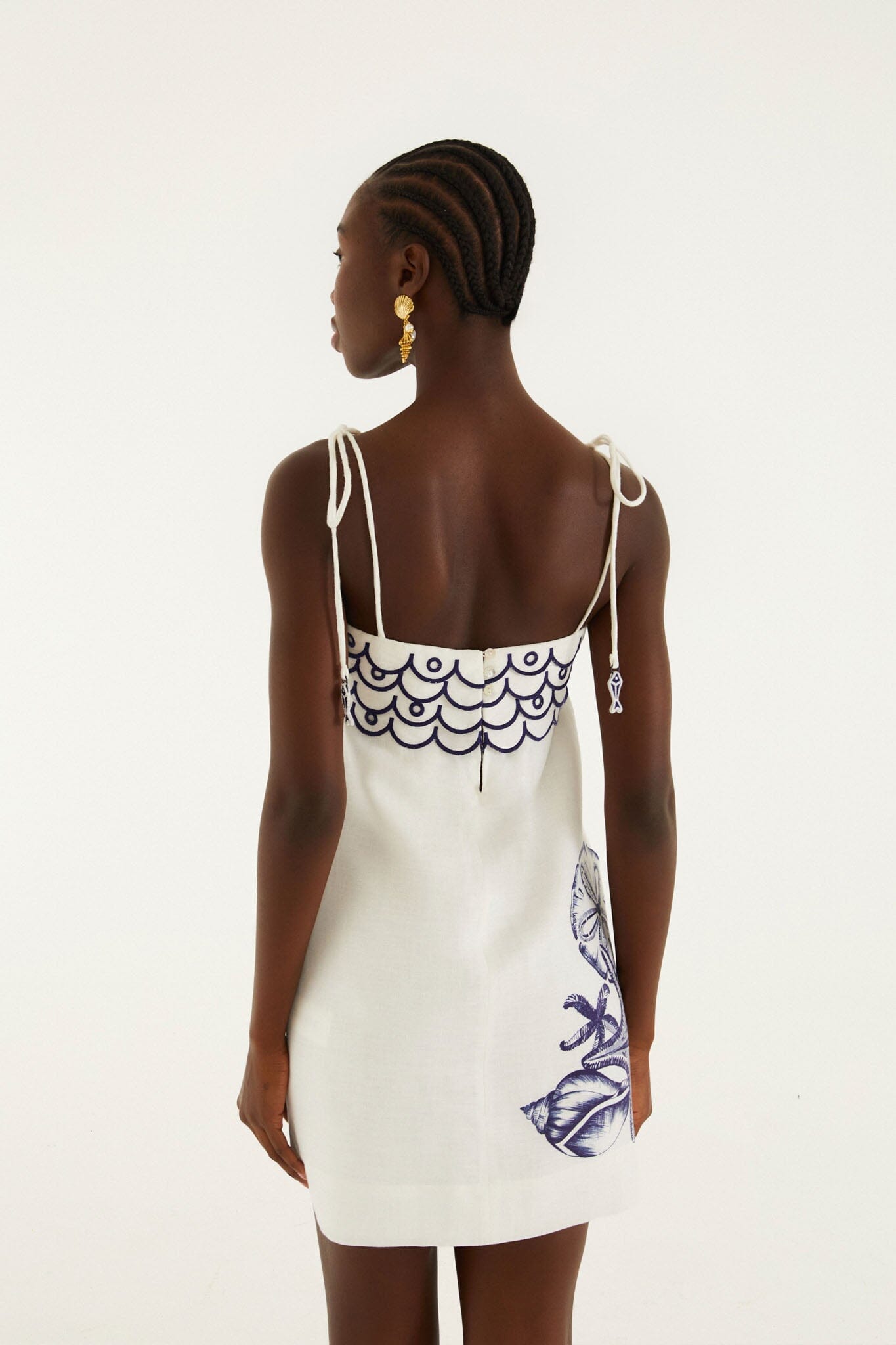 Off-white Coast Stars Linen Mini Dress