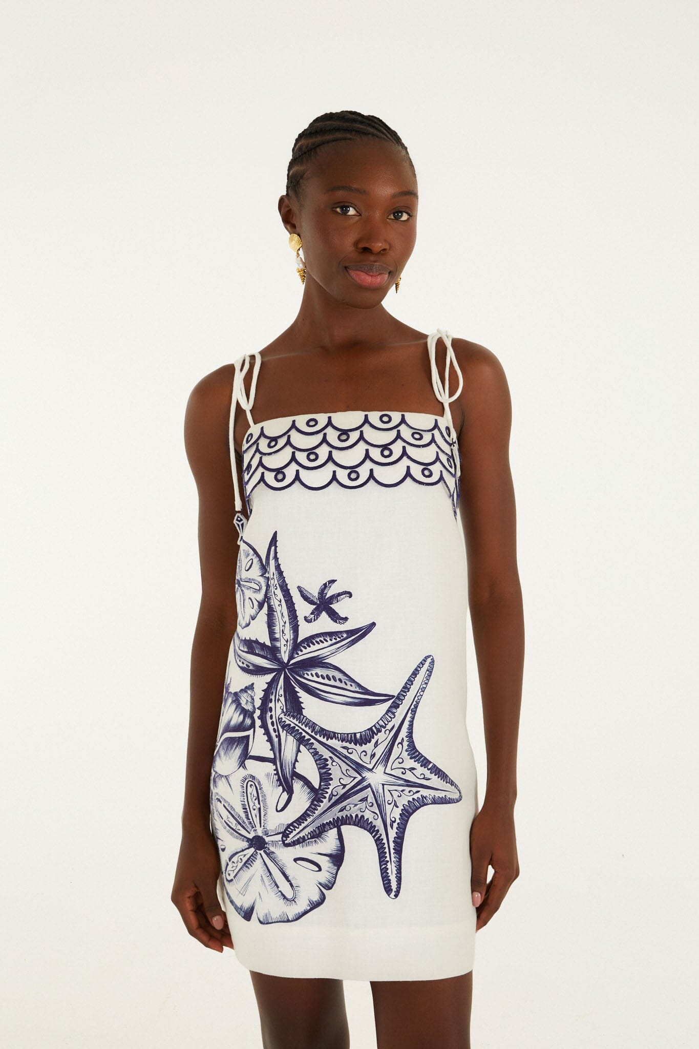 Off-white Coast Stars Linen Mini Dress
