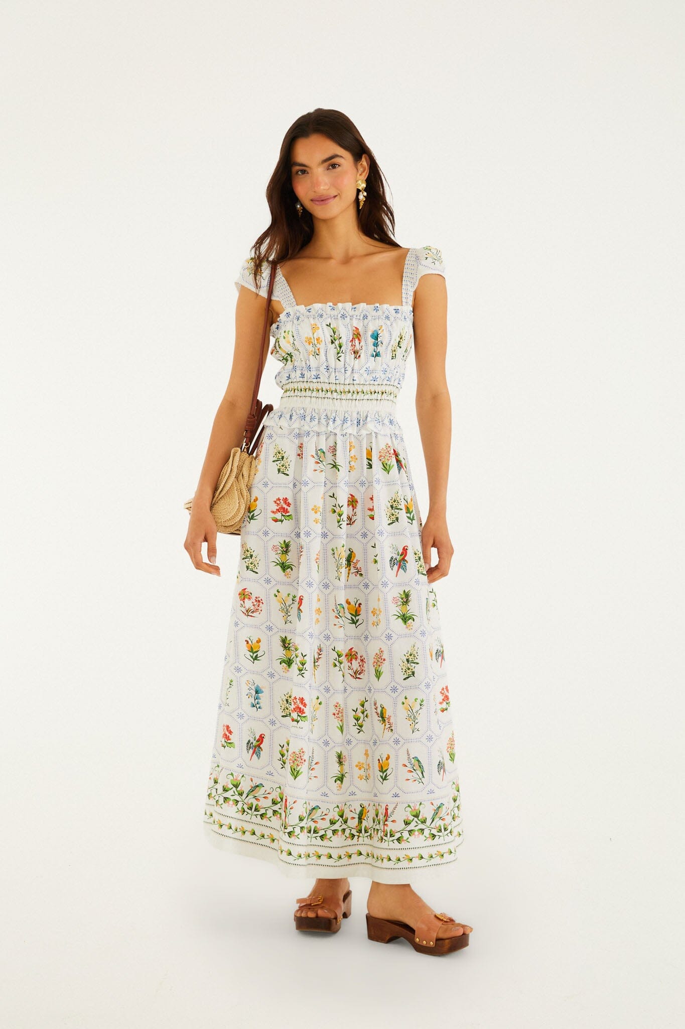 Off-white Tropical Porcelain Organic Cotton Maxi Dress