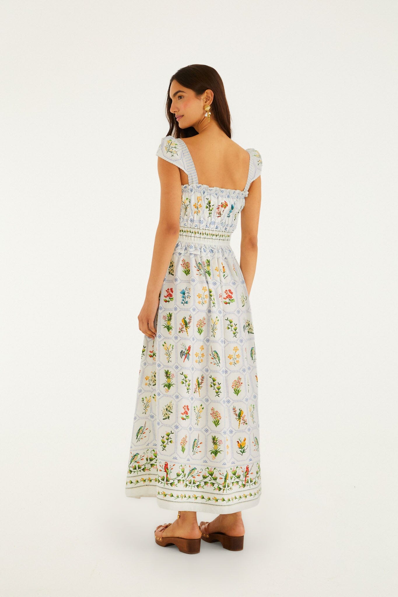Off-white Tropical Porcelain Organic Cotton Maxi Dress