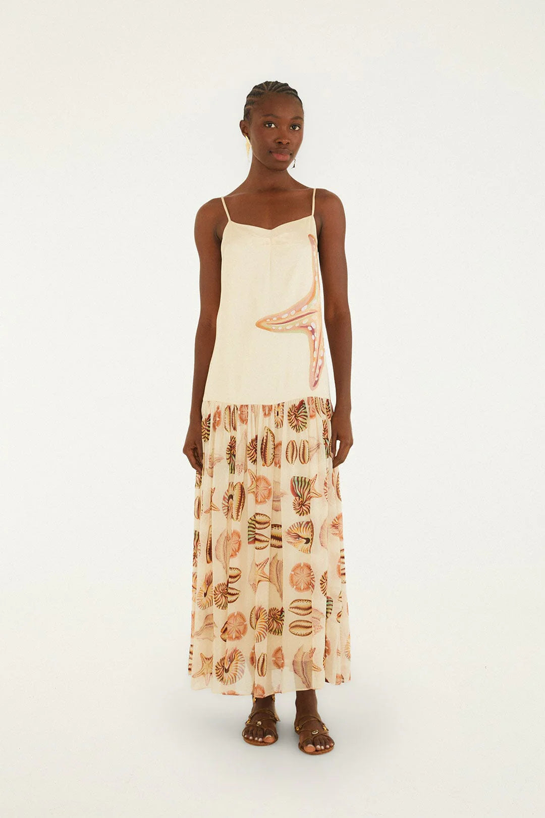 Marine Shells Sand Sleeveless Maxi Dress