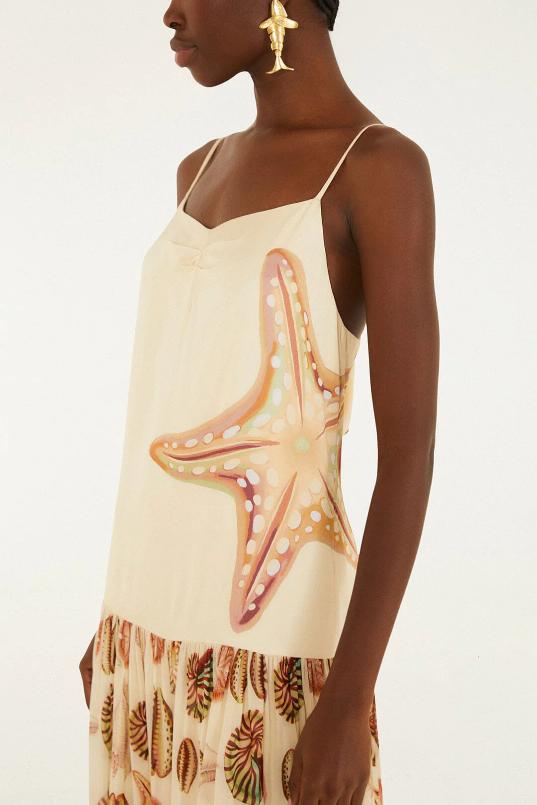 Marine Shells Sand Sleeveless Maxi Dress