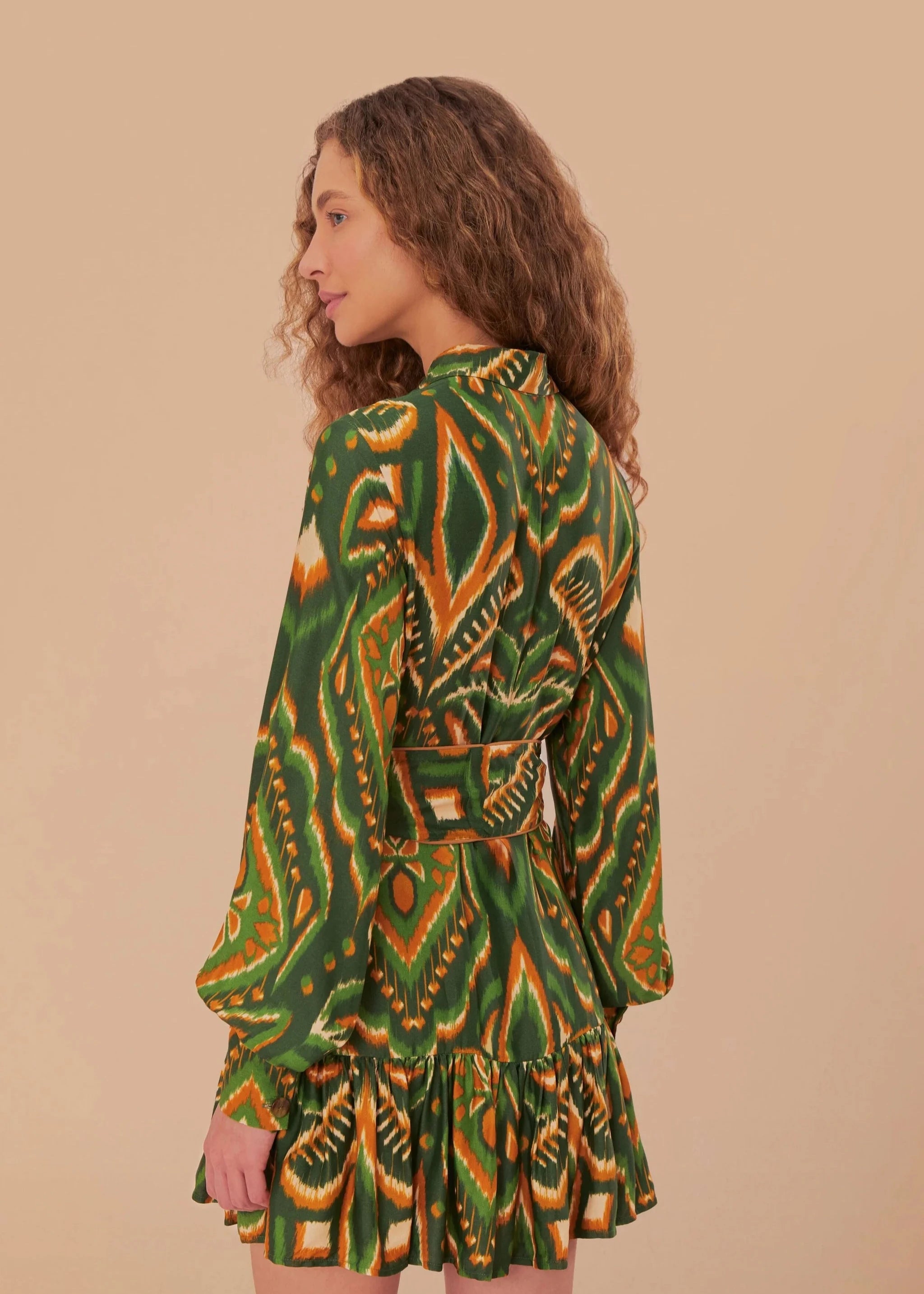 Pineapple Ikat Green Mini Dress
