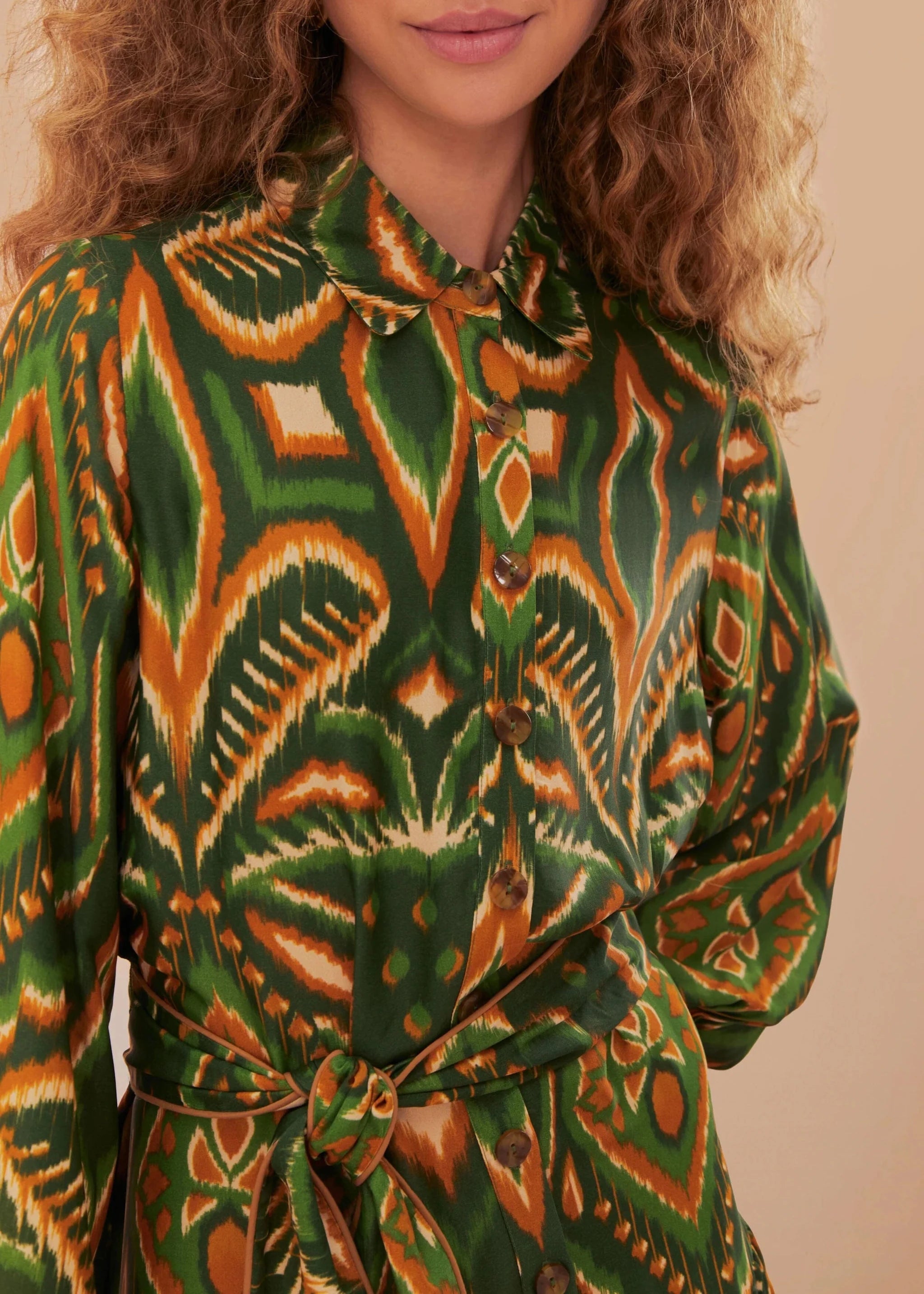 Pineapple Ikat Green Mini Dress