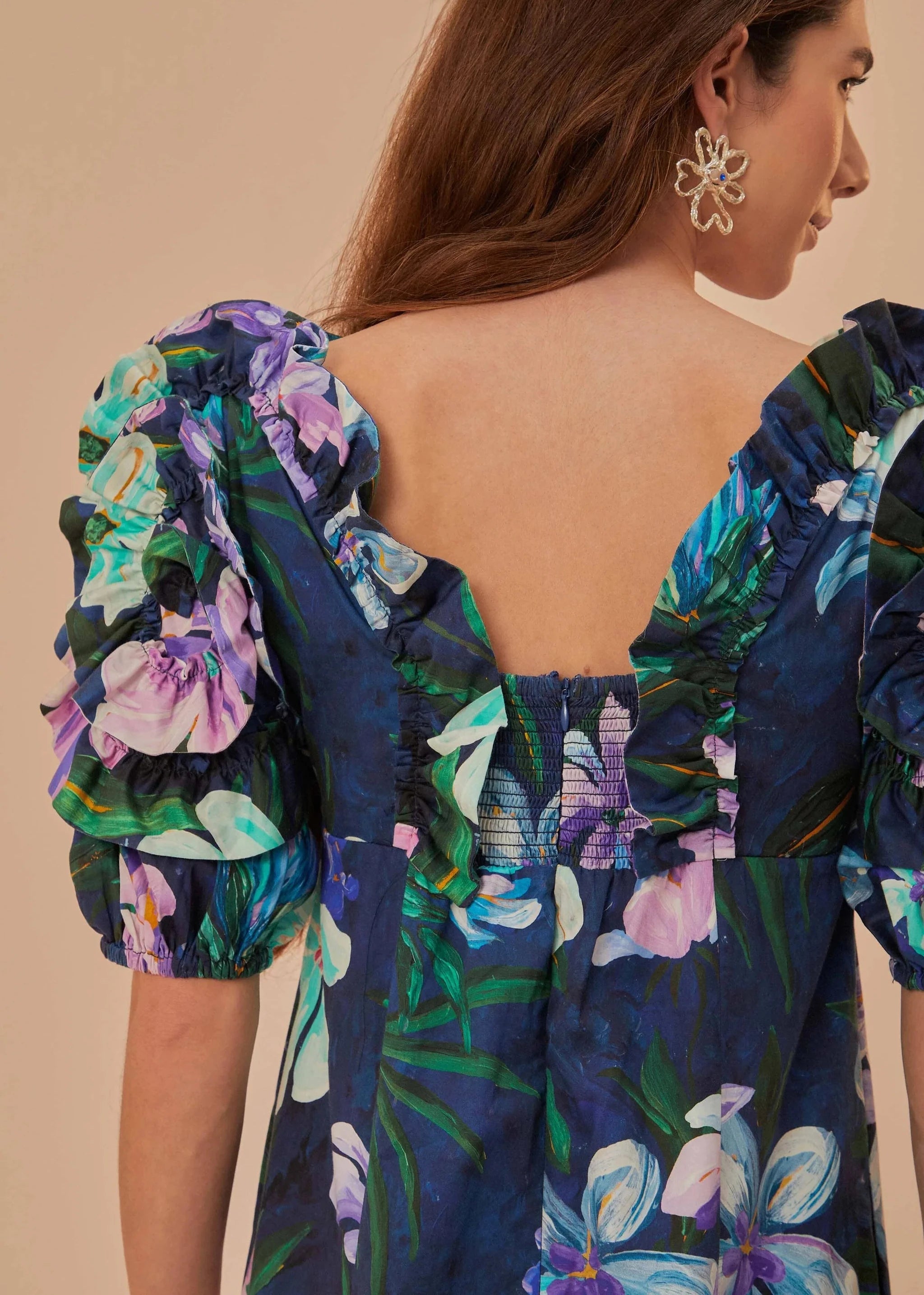 Floraline Ruffle Short Sleeve Midi Dress