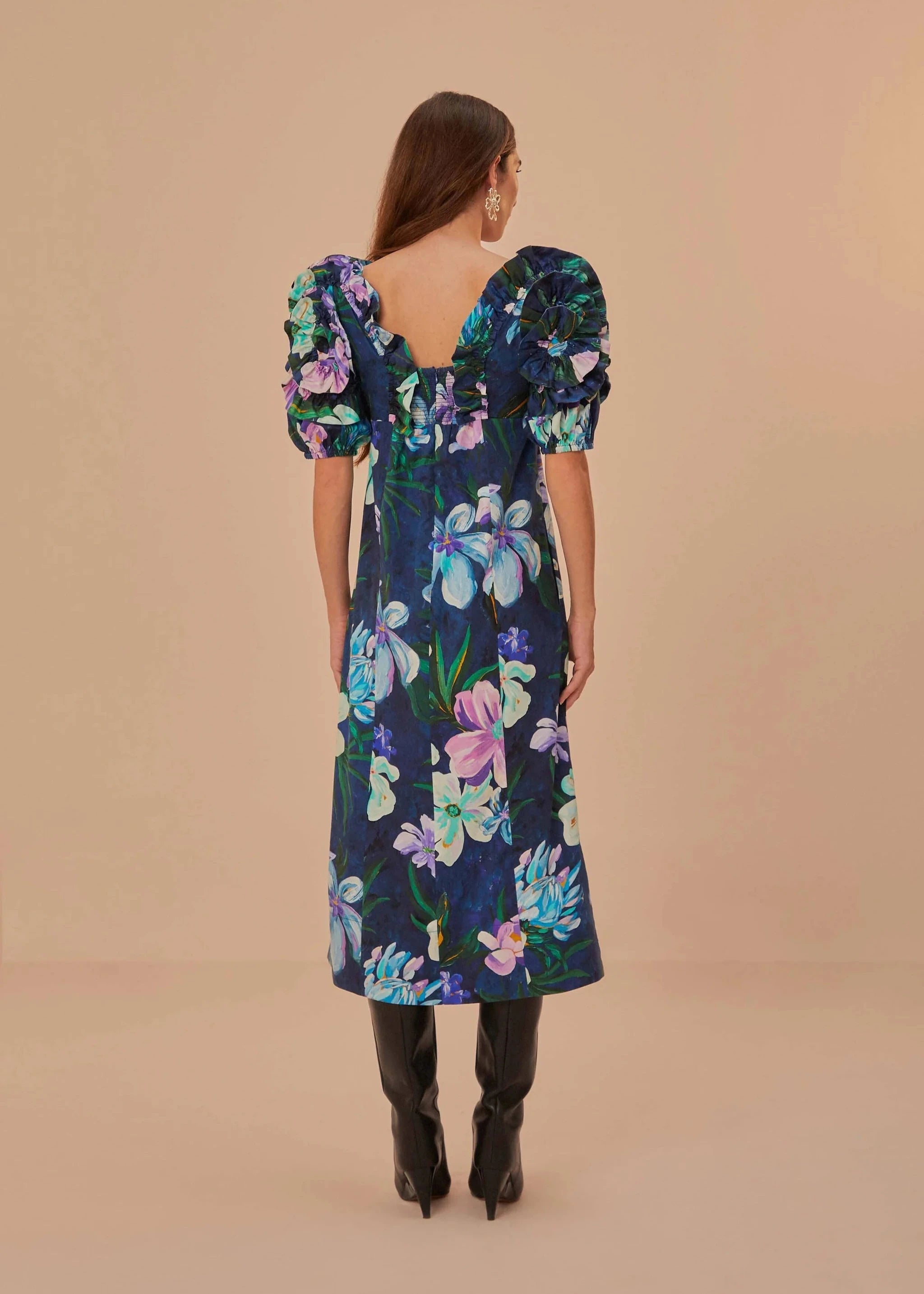 Floraline Ruffle Short Sleeve Midi Dress