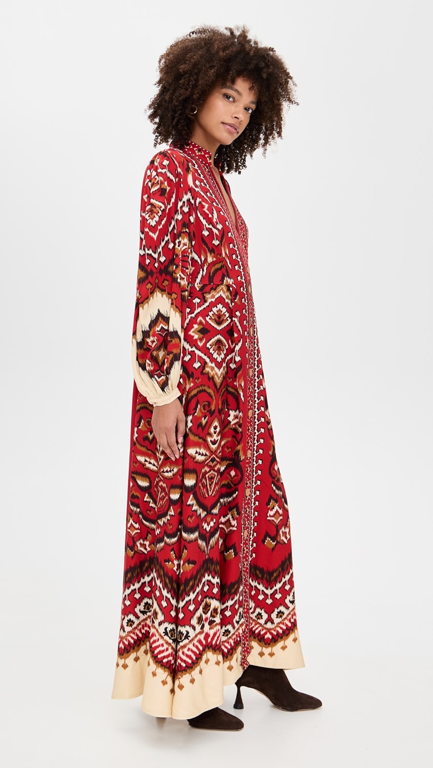 Ainika Pineapple Ikat Cream Maxi Dress