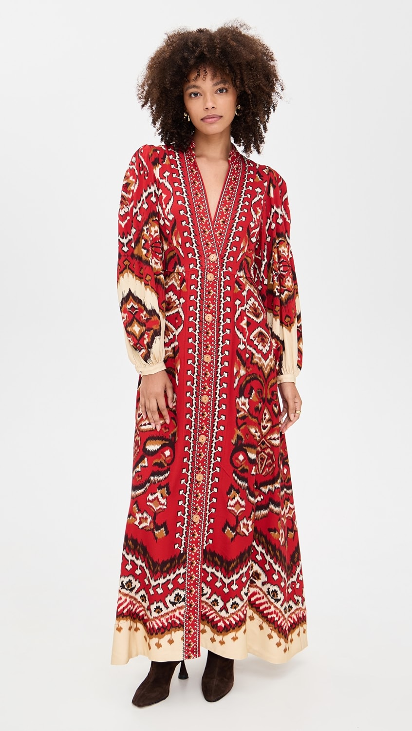 Ainika Pineapple Ikat Cream Maxi Dress