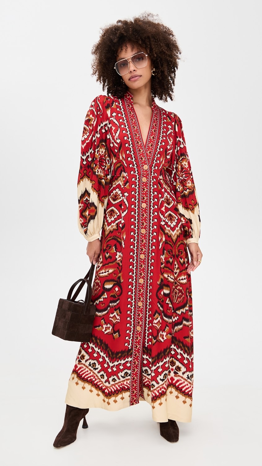 Ainika Pineapple Ikat Cream Maxi Dress