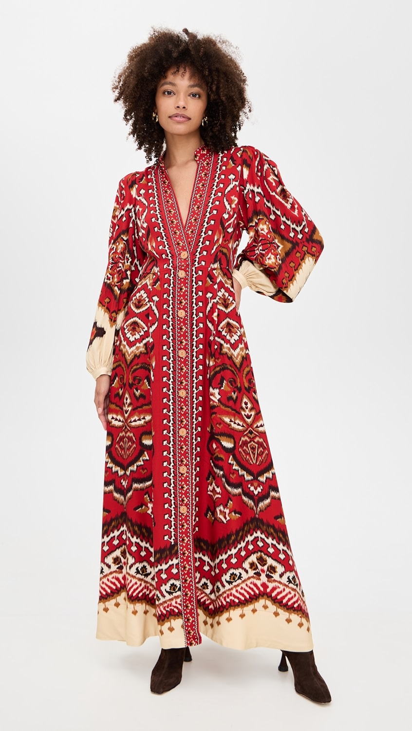 Ainika Pineapple Ikat Cream Maxi Dress