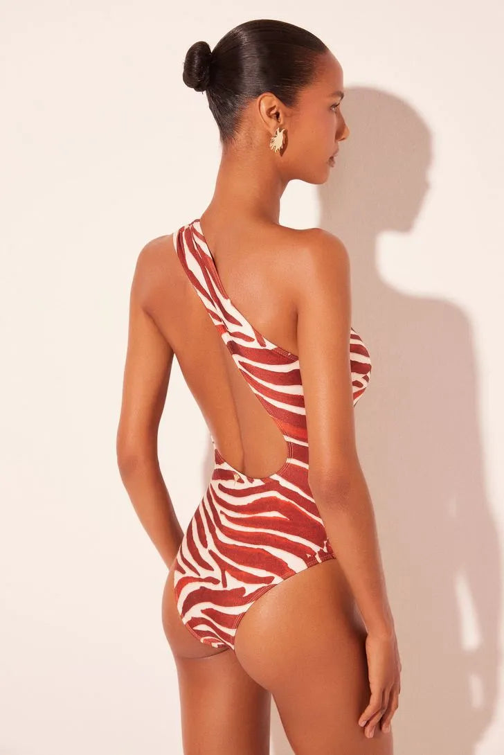 One-Shoulder Swimsuit with Adam's Rib Detail