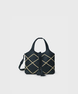Mini City Black Leather with Raffia