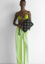 Cross Pochette Black Leather with Raffia
