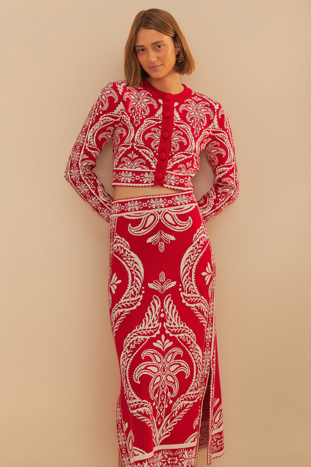 Tropical Jacquard Knit Skirt