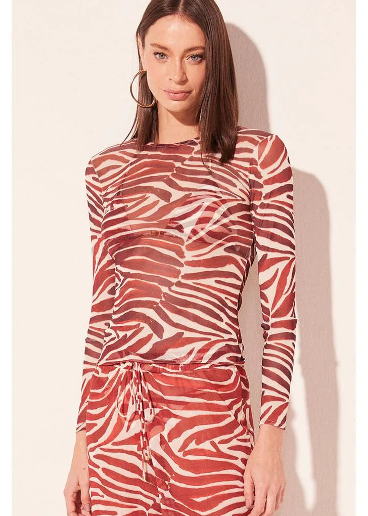 Long-Sleeved Blouse With Adam's Rib print