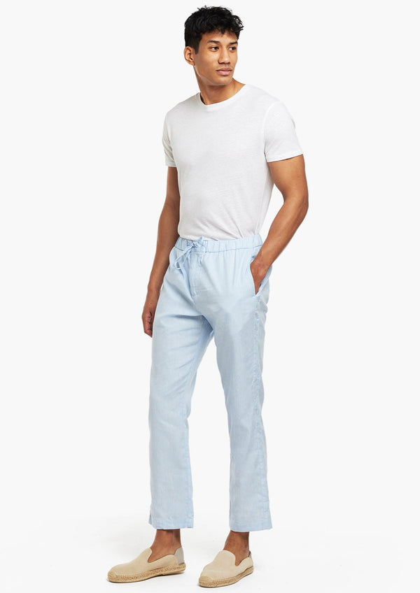 FRESCOBOL-Oscar Str Linen Chinos Pale Blue-JustBrazil
