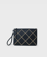 Cross Pochette Black Leather with Raffia