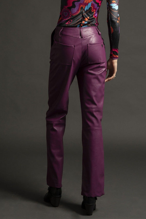 PEACE AND CHAOS-LIBRE STRAIGHT PANTS PURPLE ECO LEATHER-JUST BRAZIL