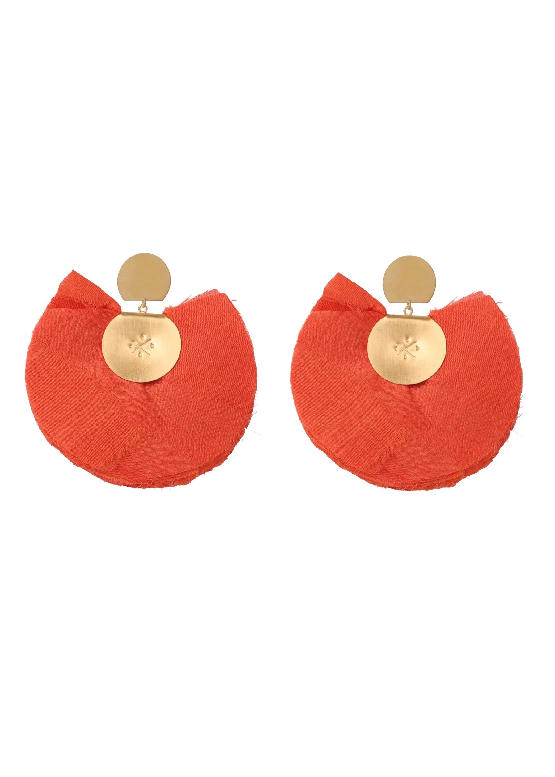 Orange Silk Fan Earrings