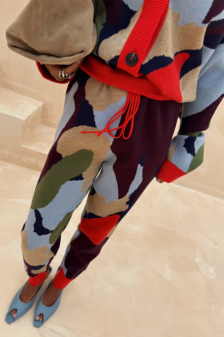 Navy Abstract Cuff Jogger