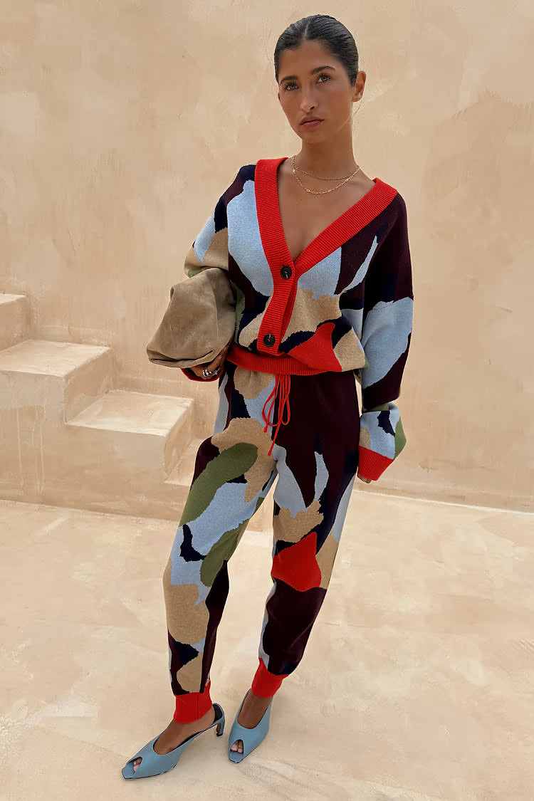 Navy Abstract Cuff Jogger