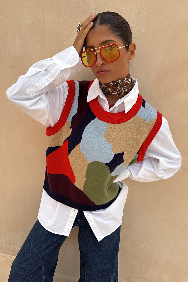 Navy Abstract Fringe Tank