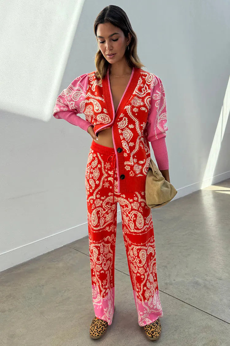 Red Bandana Martha Cardigan