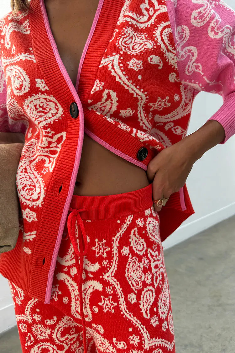Red Bandana Martha Cardigan