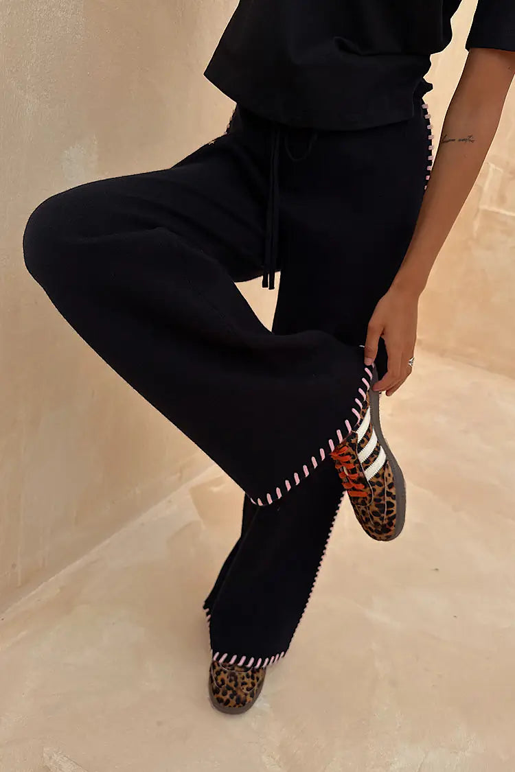 Black Night Garden Knit Jogger