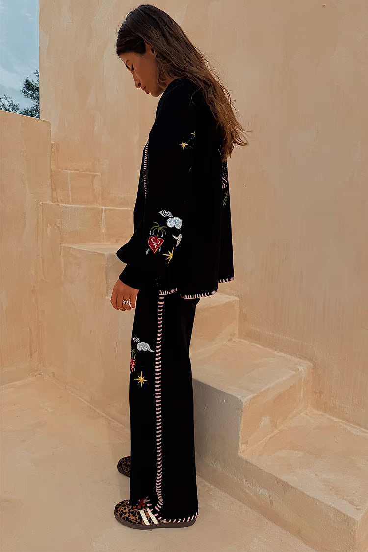 Black Night Garden Knit Jogger