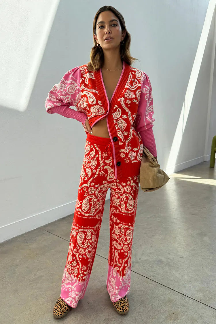 Red Bandana Wide Leg Trousers