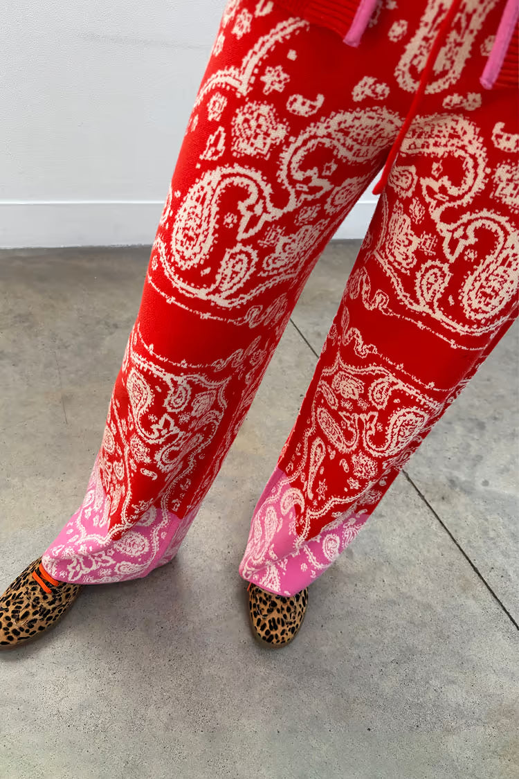 Red Bandana Wide Leg Trousers