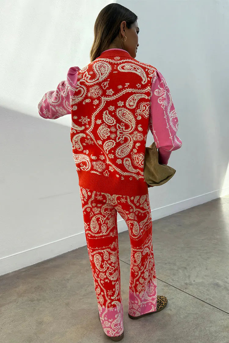 Red Bandana Wide Leg Trousers