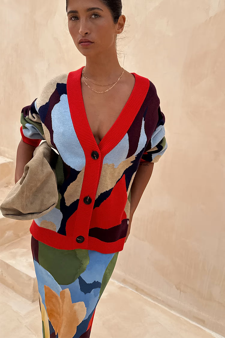 Navy Abstract Callie Cardigan