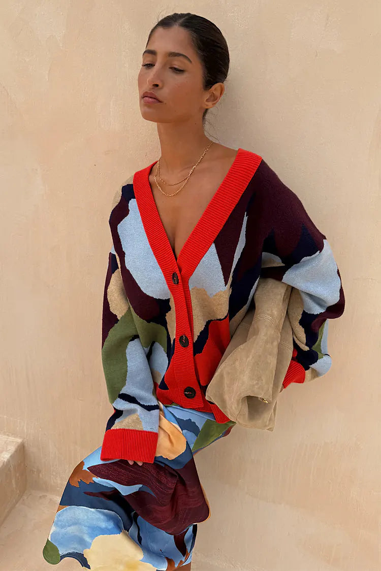 Navy Abstract Callie Cardigan