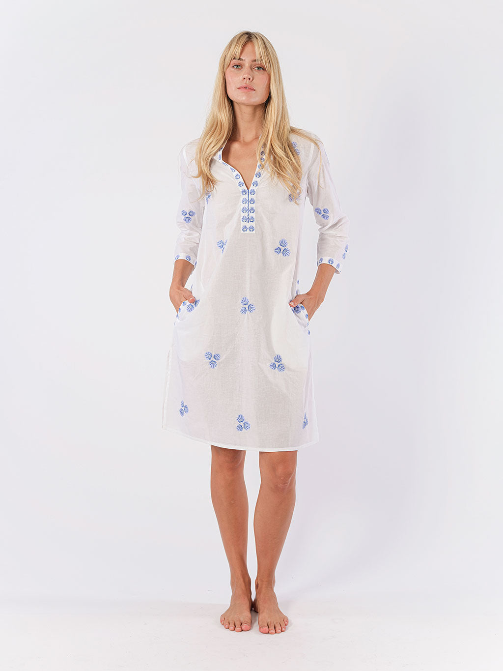 Sapphire Short White/Blue Kaftan