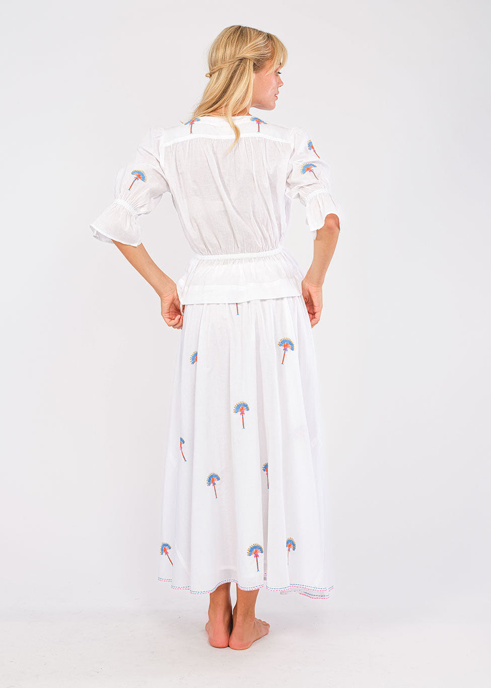 Yerba Buena White Fan Palm Embroidery Blouse
