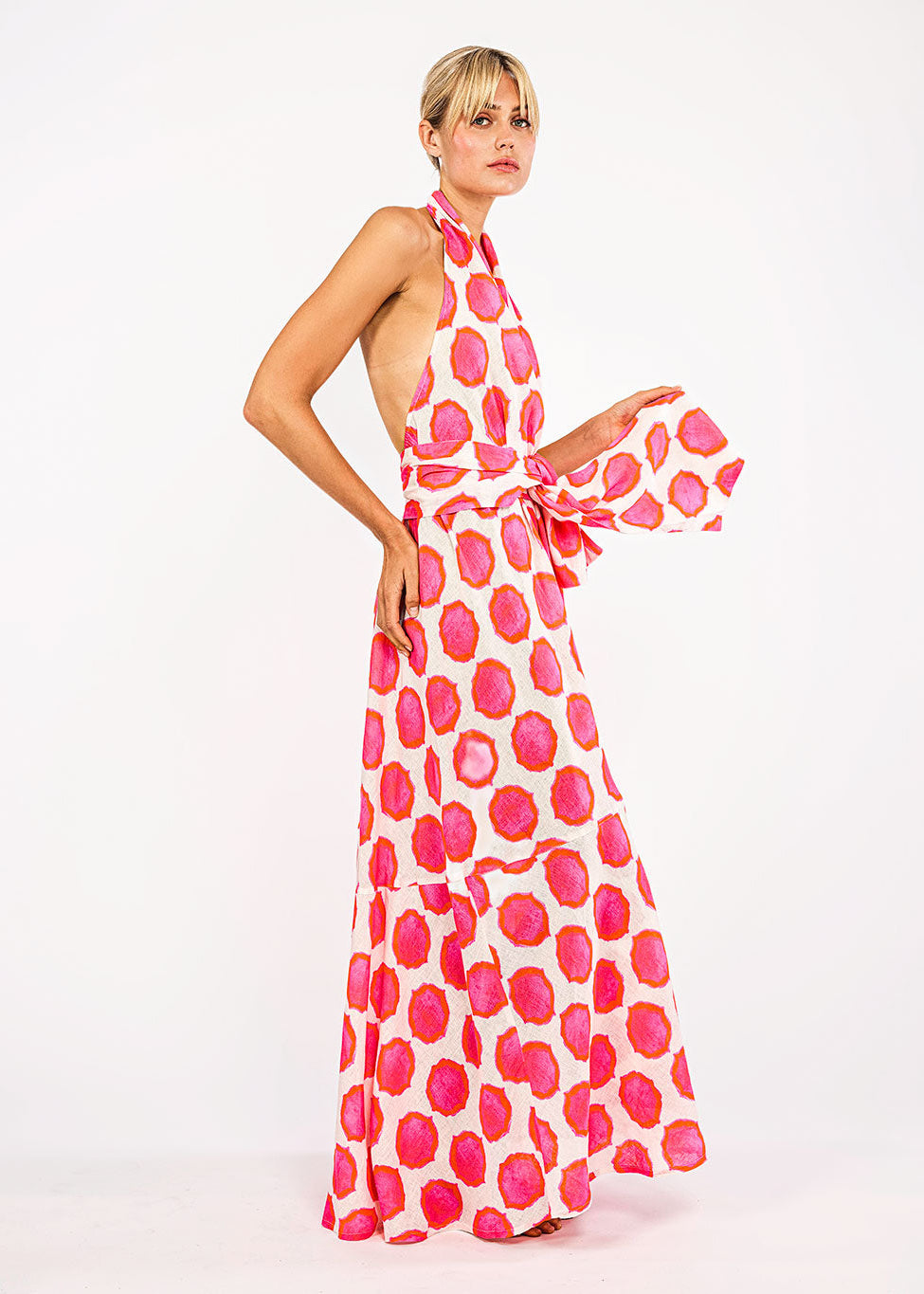 Hops Ikat Pink Orange Dress