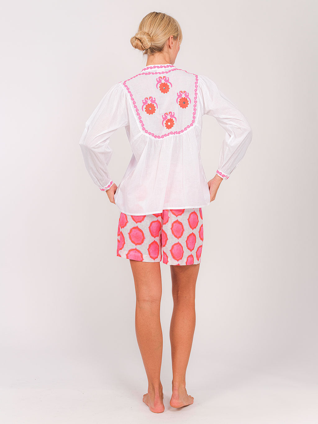 Catnep White/Orange Bird Blouse