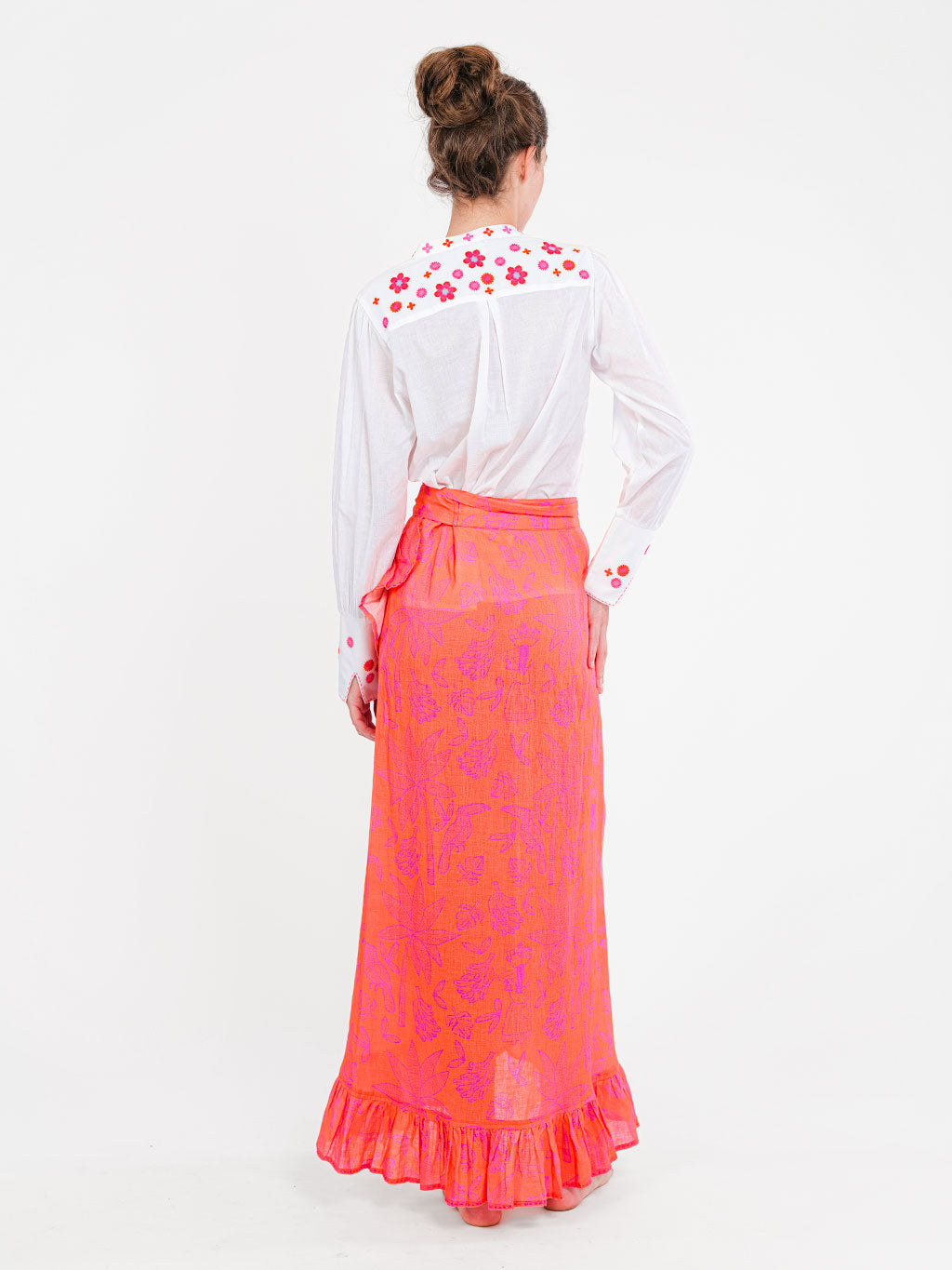 Soapwort White/Pink Flowers Blouse