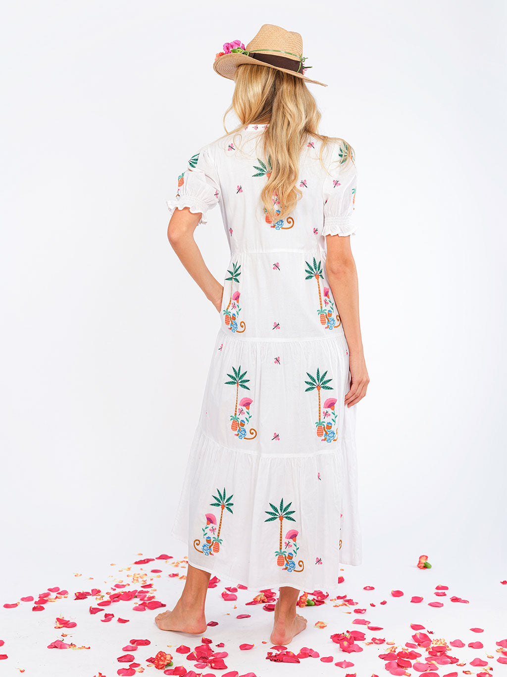 Flaming Katy White Monkey Embroidery Dress