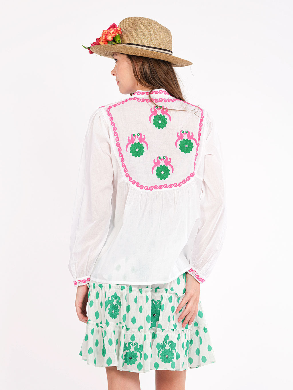 Catnep White/Emerald Blouse